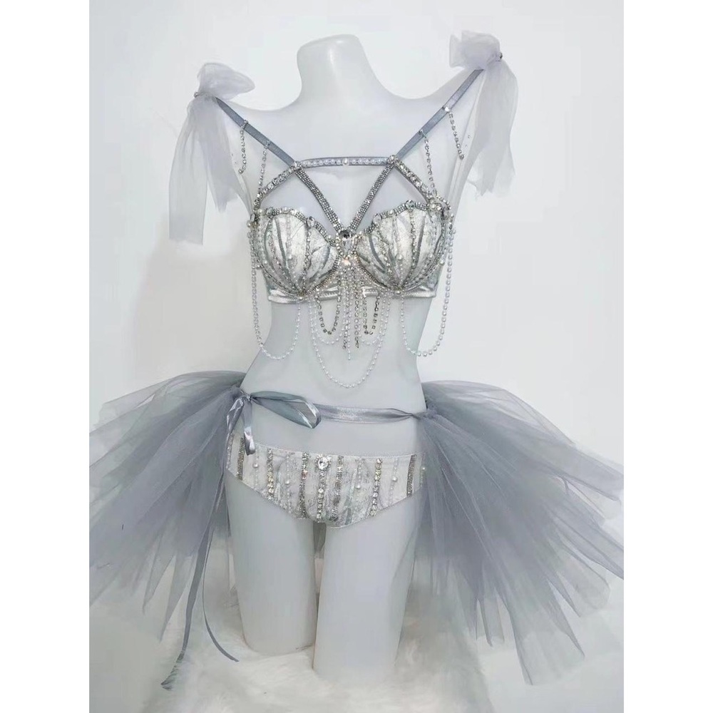 insane pretty silver pearl mermaid festival rave set